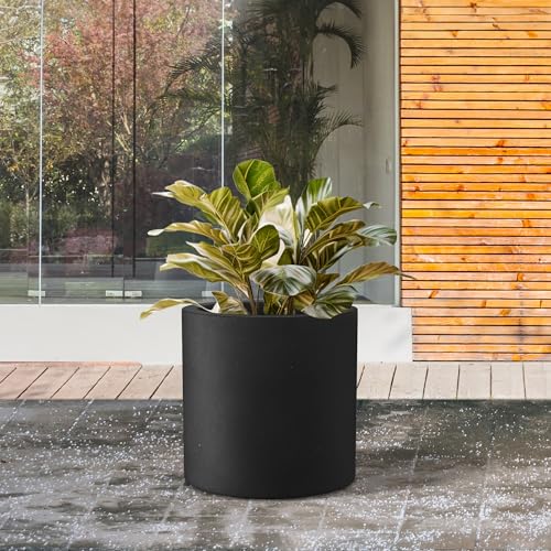 Black Concrete Planter 9.8" Tall All (Black / 9.8" Dia)