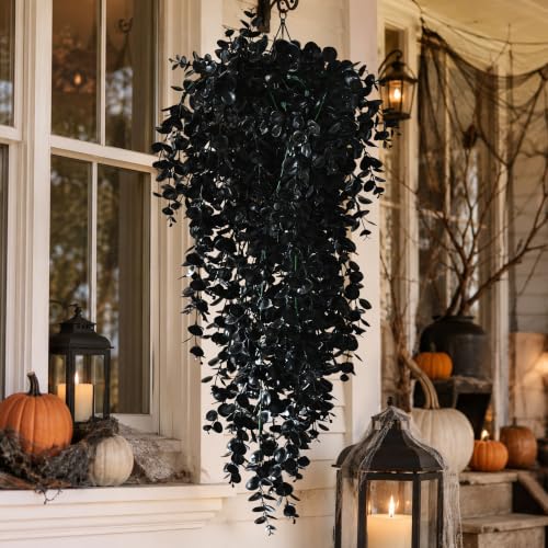 4Pcs Artificial Hanging Plants (Black Ivy / 4Pcs Plants)