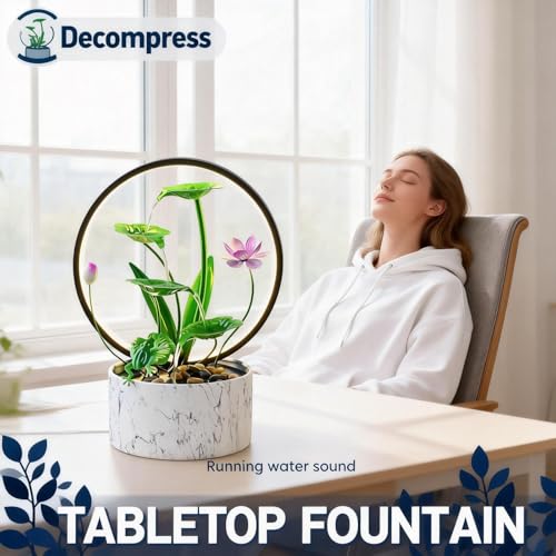15 Inch Green LED Metal Tabletop Water Fountain (Green)