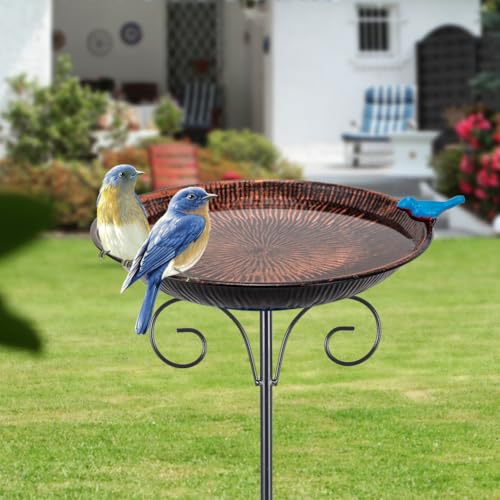 Metal Bird Bath for Outdoor (Brown-2)