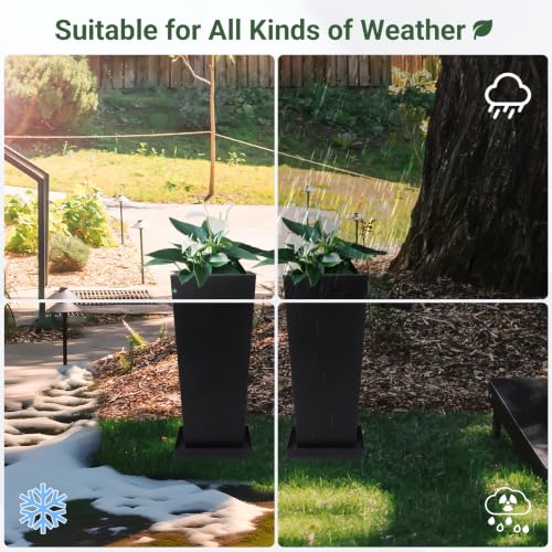 20" Metal Tall Outdoor Planters Set of 2 (20" H)