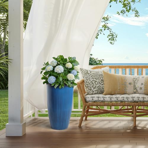 24" Faux Ceramic Tall Planters for Outdoor Indoor Plants (2 Count)