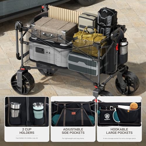 Folding Push Wagon with Brakes