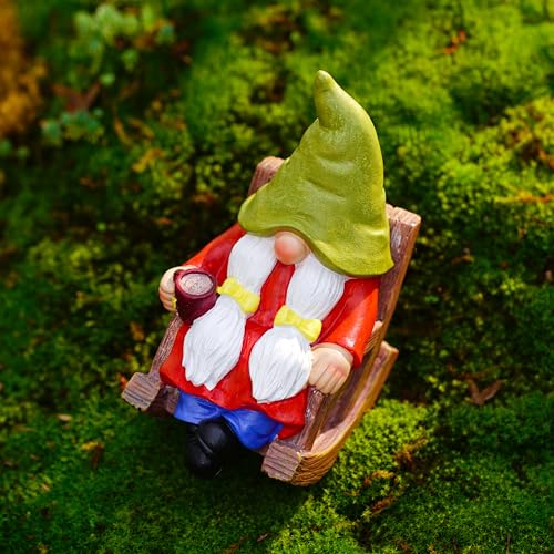 Drinking Coffee Faceless Garden Female Gnome Statue Decoration 6.5" Figurine Ornament for Indoor Outdoor Home Patio Yard Lawn (Female Garden Gnome)