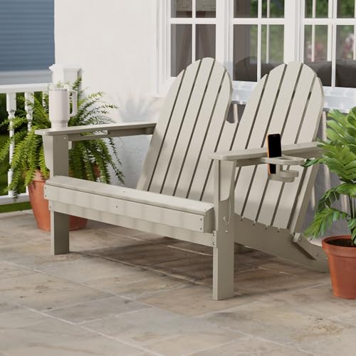 Outdoor Patio HDPE Adirondack Garden Skinny Bench (Sand / 49.5IN)