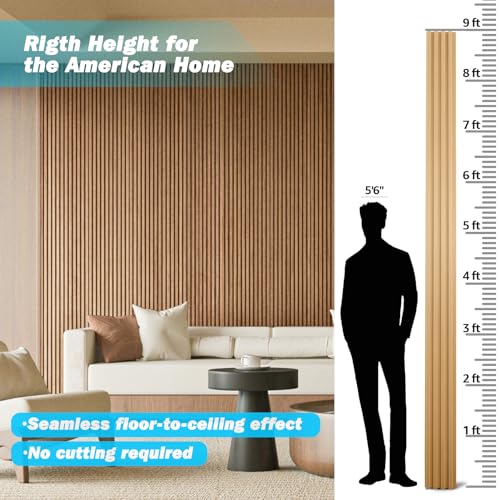 108 x 5.7 Inch Slat Solid Wood Wall Paneling for Interior Decor (8Pcs-108 x 5.7 Inch / Slat Oak)
