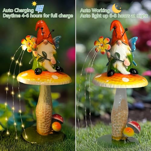 Solar Garden Gnome Figurine (16.5 INCH / Orange&green&yellow)