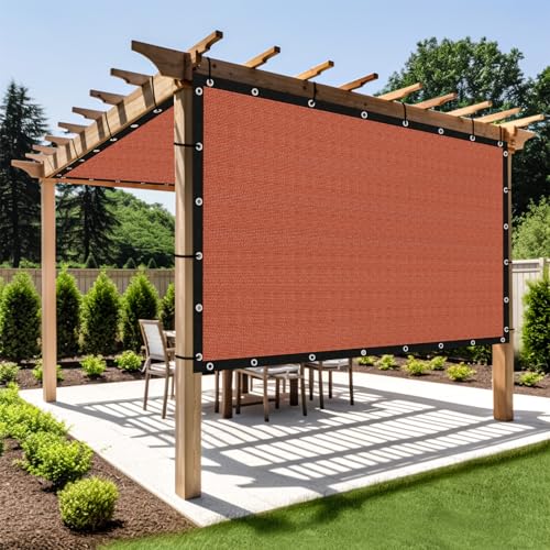 Customized Size 14' X 14' Shade Cloth with Grommets (14' X 14' Customized Size / Rust Red)