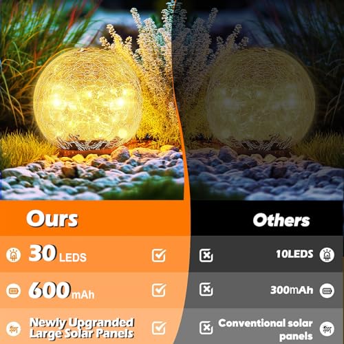 Garden Solar Ball Lights Outdoor Waterproof 30LED Cracked Glass Globe 3.9'' (3.9 Inch)