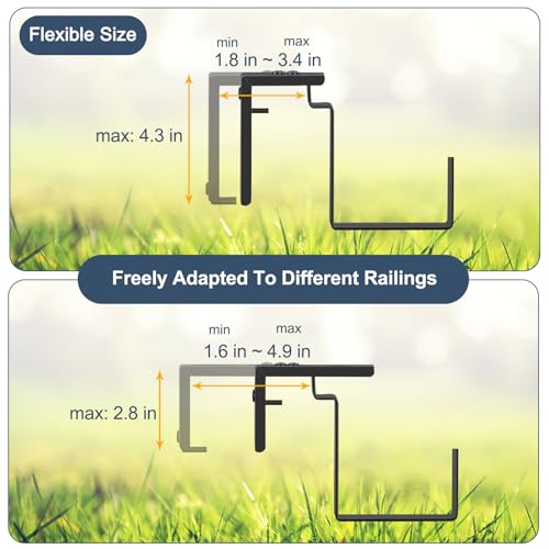 4 Pack Window Boxes Planters Railing Planter Box with Adjustable Brackets (Black+black Brackets)