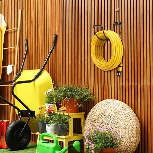 Garden Hose Holder Water Hose Hanger Wall Mounted (Black-1)