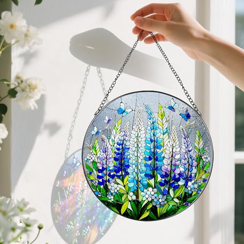 8 Inch Stained Glass Ornament (Lupine Butterfly)