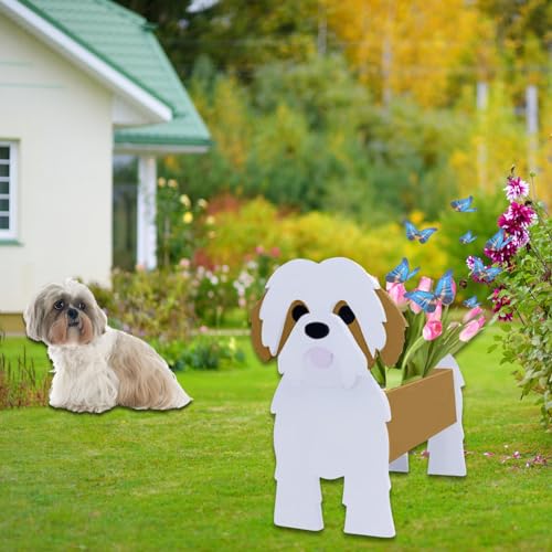 Brown Shih Tzu Dog Planter Pots