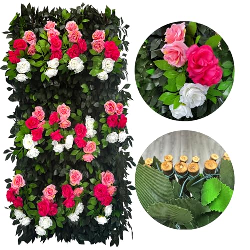 Expandable Fence Privacy Screen for Balcony Patio Outdoor (Branches -Colorful Rose)