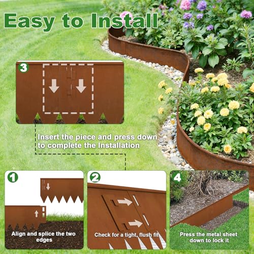 10 Inch Cor Ten Steel Landscape Edging (Rusty / 10 Inch x 20Ft.)