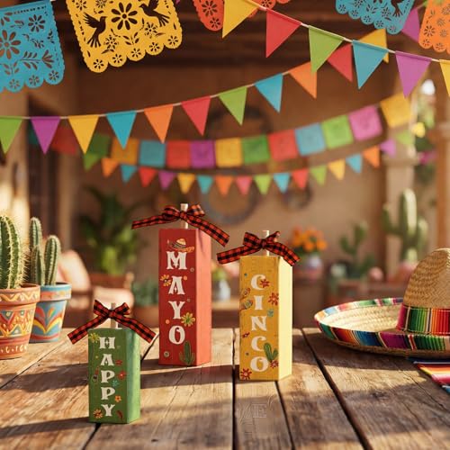 Smile Happy Cinco De Mayo Vertical Wooden Block Decor (Cinco)