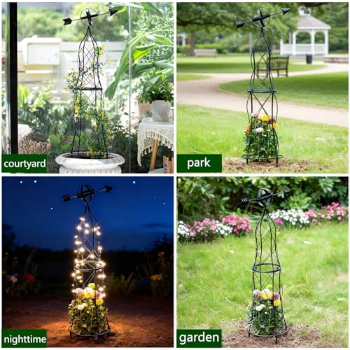 41" Obelisk Trellis for Climbing Plants (black-41"x10")