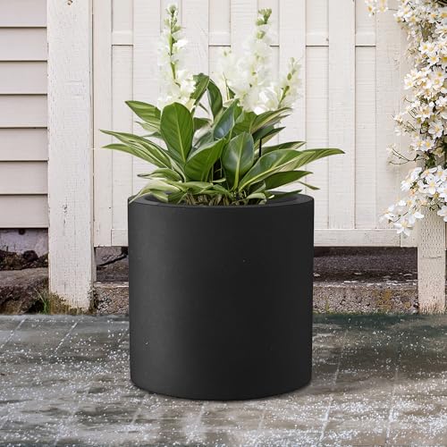 Black Concrete Planter 15.8" Tall All (Black / 15.7" Dia)