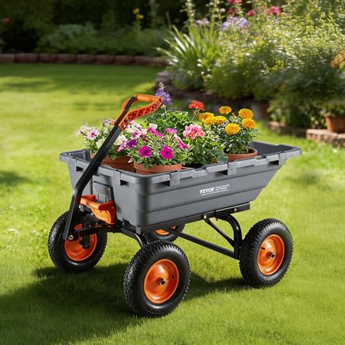 10 Cu.Ft 1500LBS Poly Garden Cart Dump Wagon (Gray)