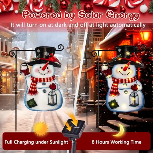Lighted Christmas Snowman Garden Flag (Smile Snowman-White-12x18 / 12×18inch)