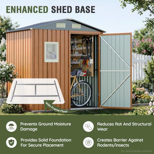 6x4 Ft Outdoor Storage Shed with Floor (6x4 FT/Base)
