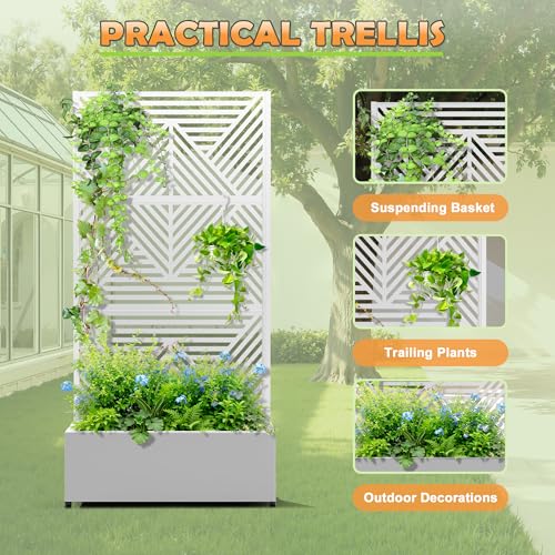 Metal Raised Garden Bed (White-zodiac / 71" x 35" x 16")