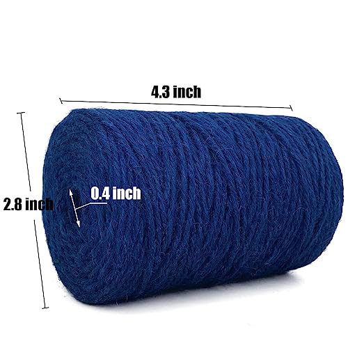 Royal Blue 2.5mm Jute Twine 328 Feet Heavy Duty Garden Twine String for Gardening Plant Crafts and Decorative Projects (328 Foot)