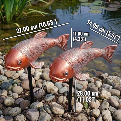 Set of 2 Antique Koi Statue (Blue Koi)