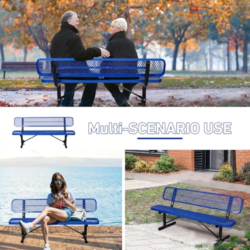 6Ft Outdoor Bench with Blue Portable Frame