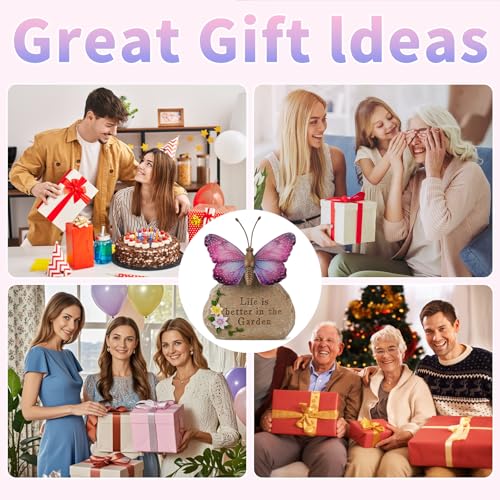 Solar LED Butterfly Garden Statue with Sparkling Light (Purple)