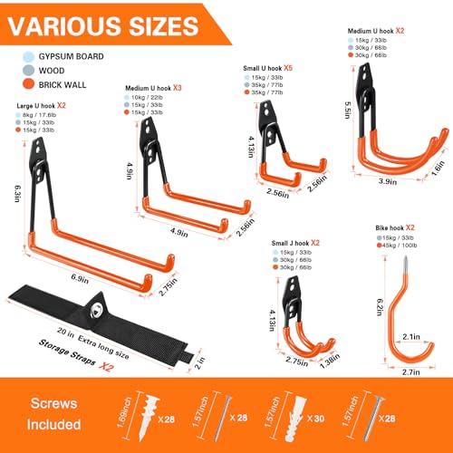 18 Pack Garage Hooks Heavy Duty (18 Pack Orange)