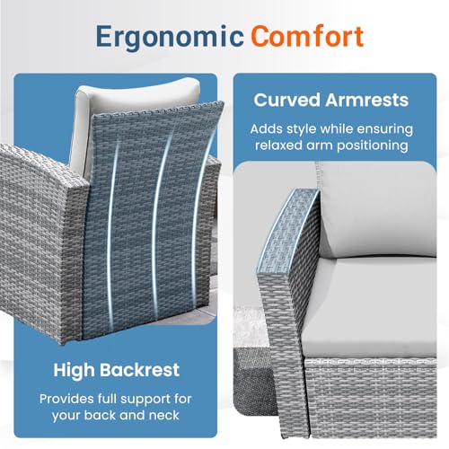 4 Piece Patio Furniture Set (Grey / 4)