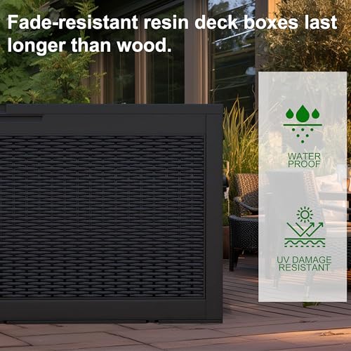 120Gal Outdoor Storage Box Waterproof Deck Box (Black / 120 Gallon)