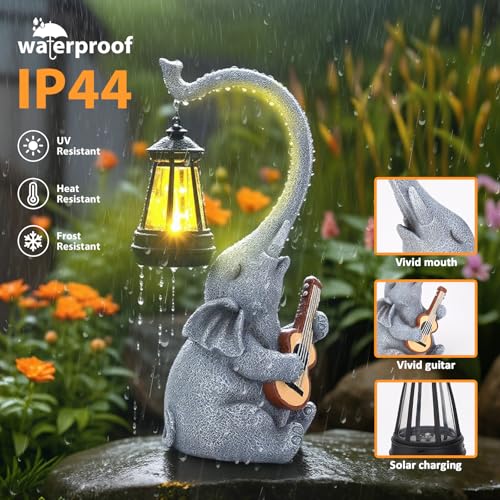 Solar Outdoor Garden Statue Elephant with LED Lights (Elephant Statue)