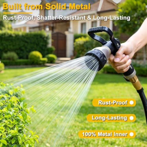 Fireman Style Water Hose Nozzle Heavy Duty Metal (Black)
