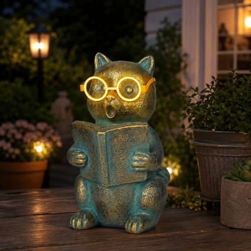 Solar Reading Cat Decor with Light (Cat)