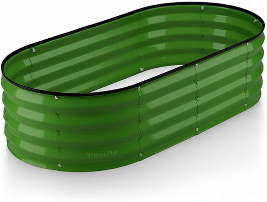 Plant & Plot Galvanized Raised Garden Beds Outdoor // 4×2×1 ft Planter Raised Beds for Gardening, Vegetables, Flowers // Large Metal Garden Box (Olive Green) // Patented Tool-Free Design