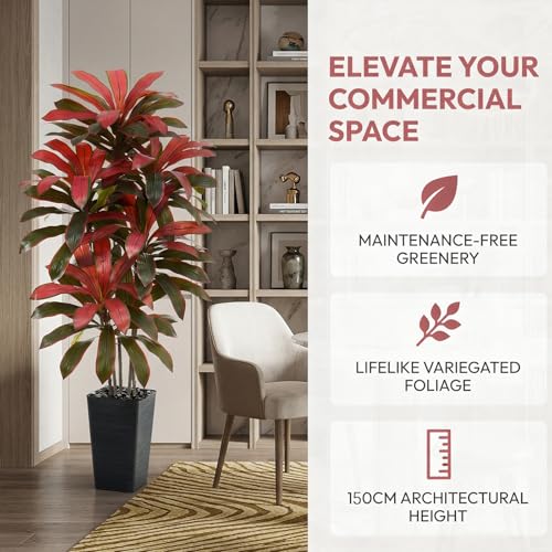 Artificial Dracaena Tree (Burgundy – Black Pot / 5FT)