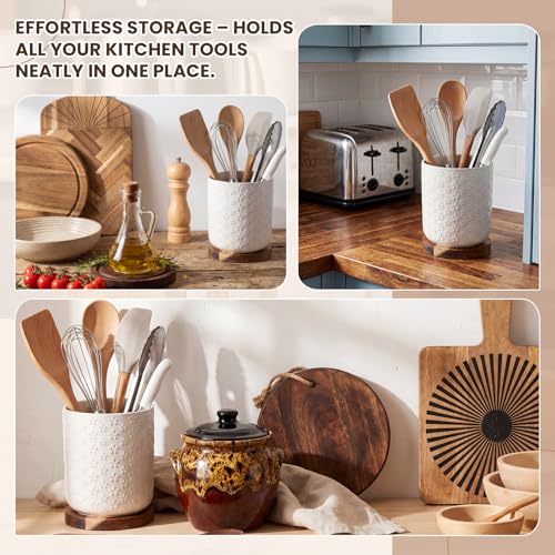 Utensil Holder for Counter (Flower Emboss / 7.2" x 6.3")