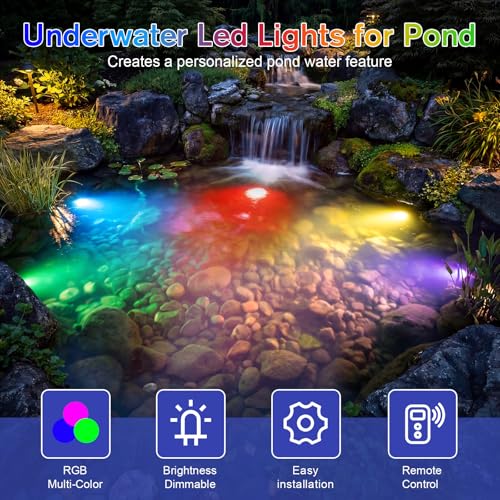6 Head RGB Underwater Pond Lights (6 RGB Lights-Corded Electric)