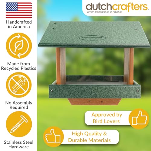 Poly Large Hopper Bird Feeder Post Mount for 4" x 4" (Turf Green & Cedar / Post Mount)