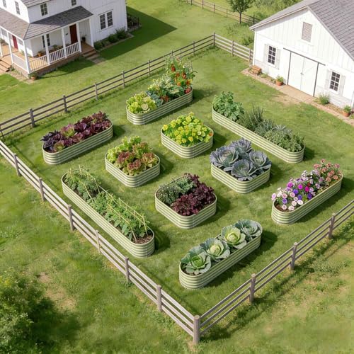 33 Pack Galvanized Raised Garden Beds Kit (Green / Set of 33)