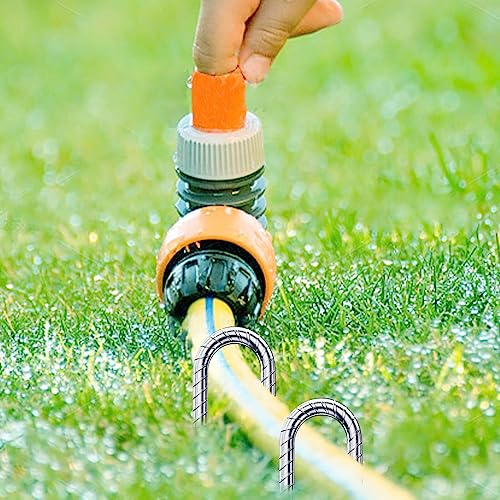 Rebar-Stakes-12-Inch-Galvanized, U Hook Trampoline Stakes 10 Pack Ground Anchors Tent Stakes Heavy Duty for Plants Anti-Rust Landscape Fabric Stakes Artificial Turf (10 Count)