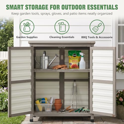 32" Small Outdoor Storage Cabinet (White / 32" x 13" x 40")