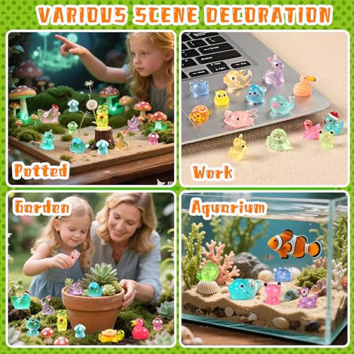 160PCS Luminous Mini Resin Animals 96 Styles Variety Mini Resin Figures (Multicolored 160pcs Luminous Animals)
