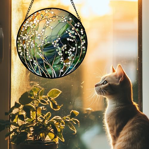 Stained Glass Window Hanging Plant Vine Suncatcher Gifts for Women 12"