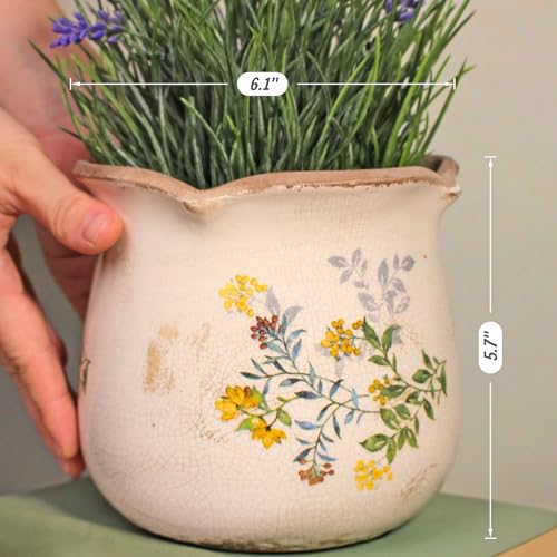 Ceramic Flower Vase (Yellow Blooms)