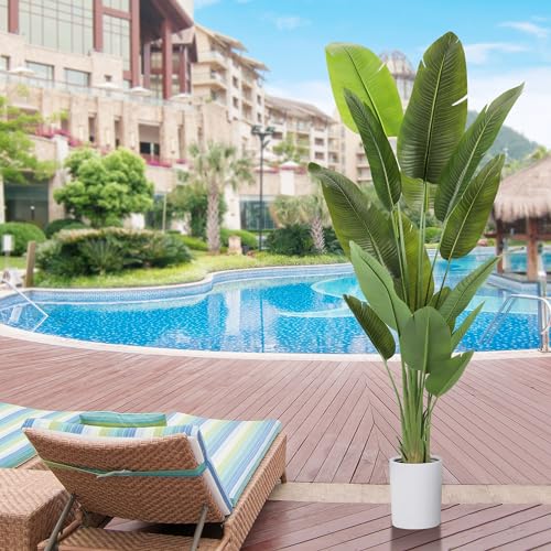 Large Artificial Trees 7.2Ft Silk Bird of Paradise Big Tall Fake Plants Faux Green Silk Floor Potted Plants for Home Living Room Office Decor Indoor Outdoor… (7ft 2in)