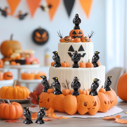 60 Pcs Miniature Resin Crows Black Raven Figurines Spooky Halloween Decor Tiny Animals for Terrariums & DIY Crafts (Cows / 60 Pcs)