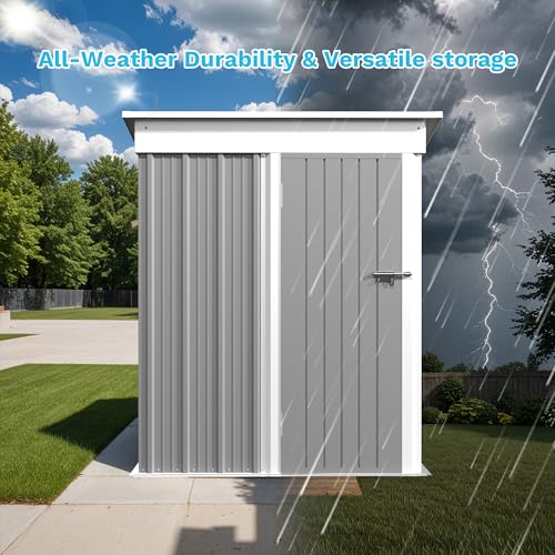 Outdoor Storage Shed 5 x 3 ft. Utility Tool Shed (5x3 / Gray)